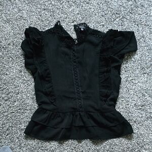 Sugarlips Black Ruffle Lace Blouse